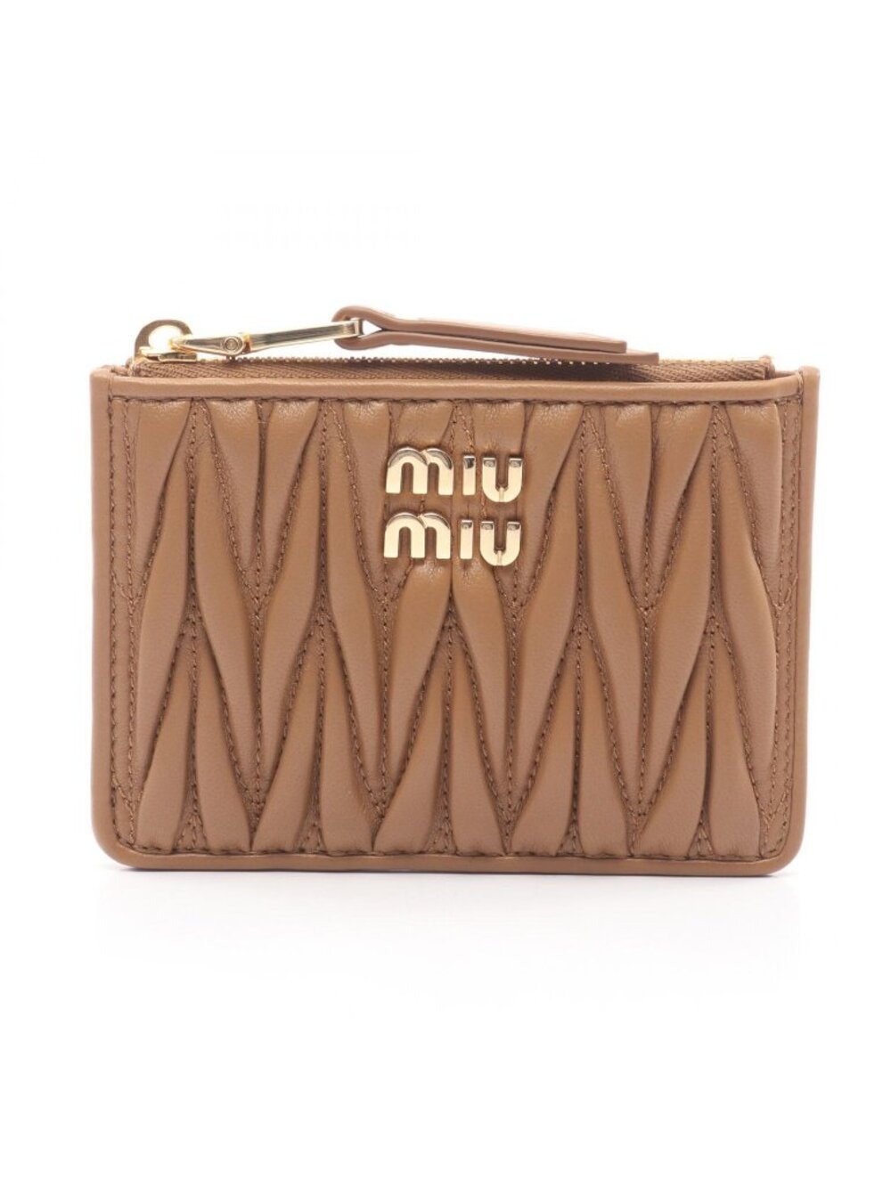 Miu Miu Card Case Matelasse'miu Matelasse Coin Purse Leather
